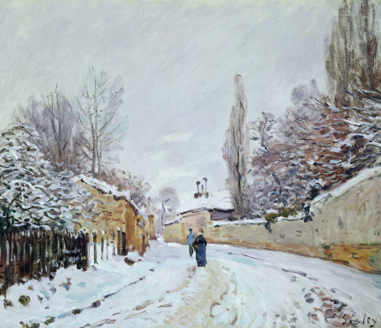 Cesta pod sněhem, poblíž Louveciennes, 1876 od Alfred Sisley