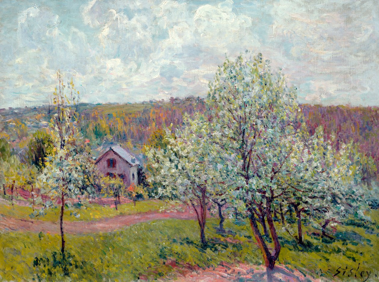 Jaro v okolí Paříže, Apple Blossom, 1879 od Alfred Sisley