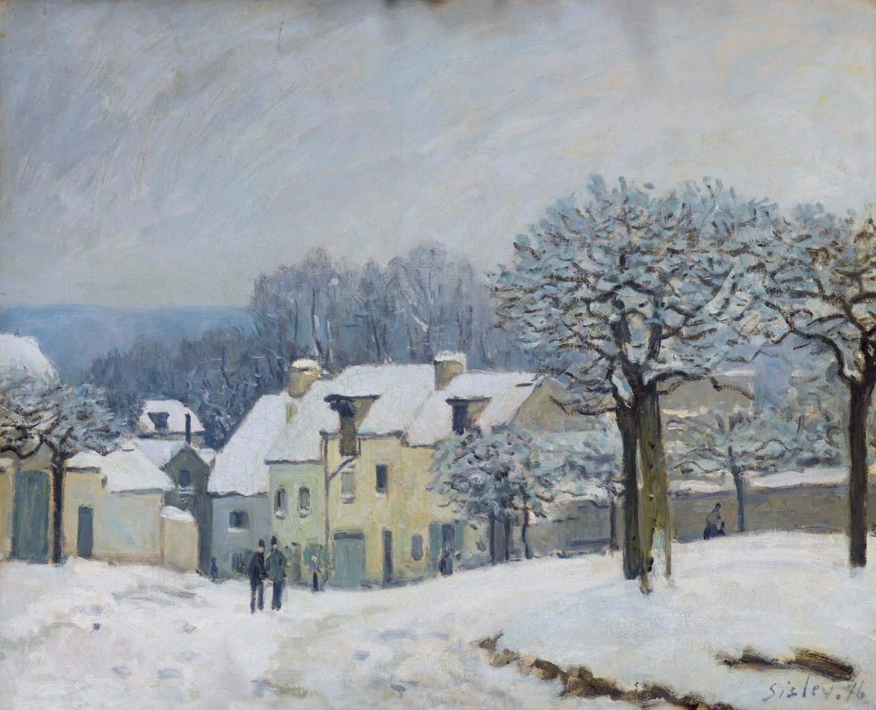Place du Chenil v Marly-le-Roi, Snow, 1876 od Alfred Sisley