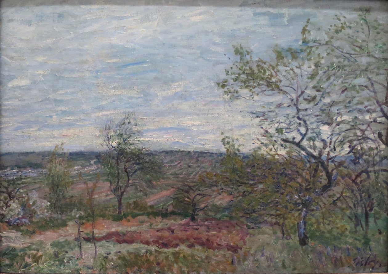 Větrný den ve Véneux od Alfred Sisley
