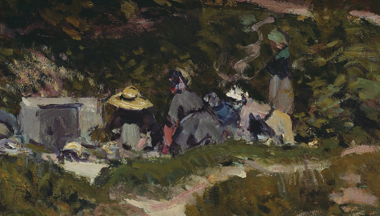 Detail ženy praní olej na plátně z 340101 od Alfred Sisley