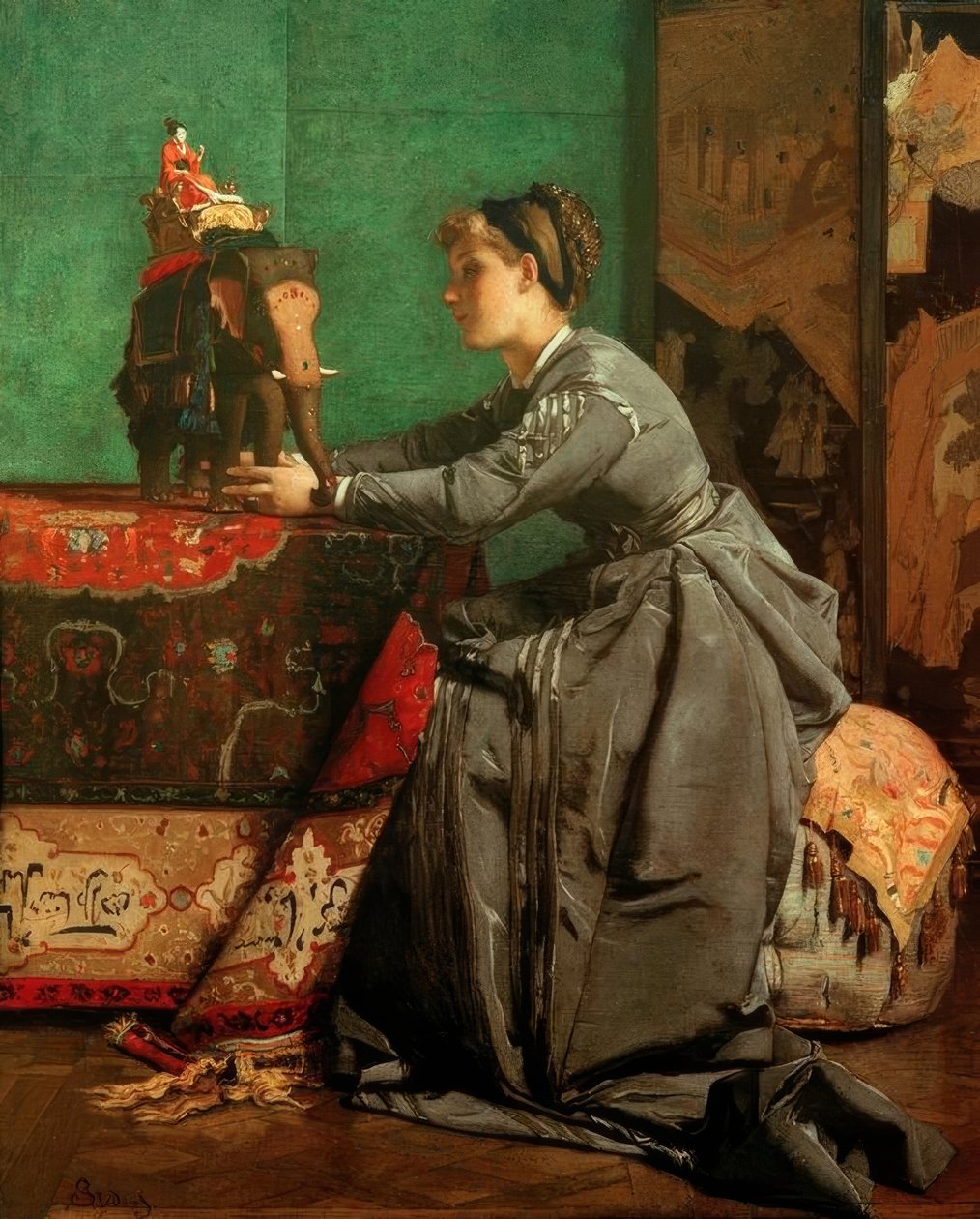 Indie v Paříži od Alfred Emile Stevens