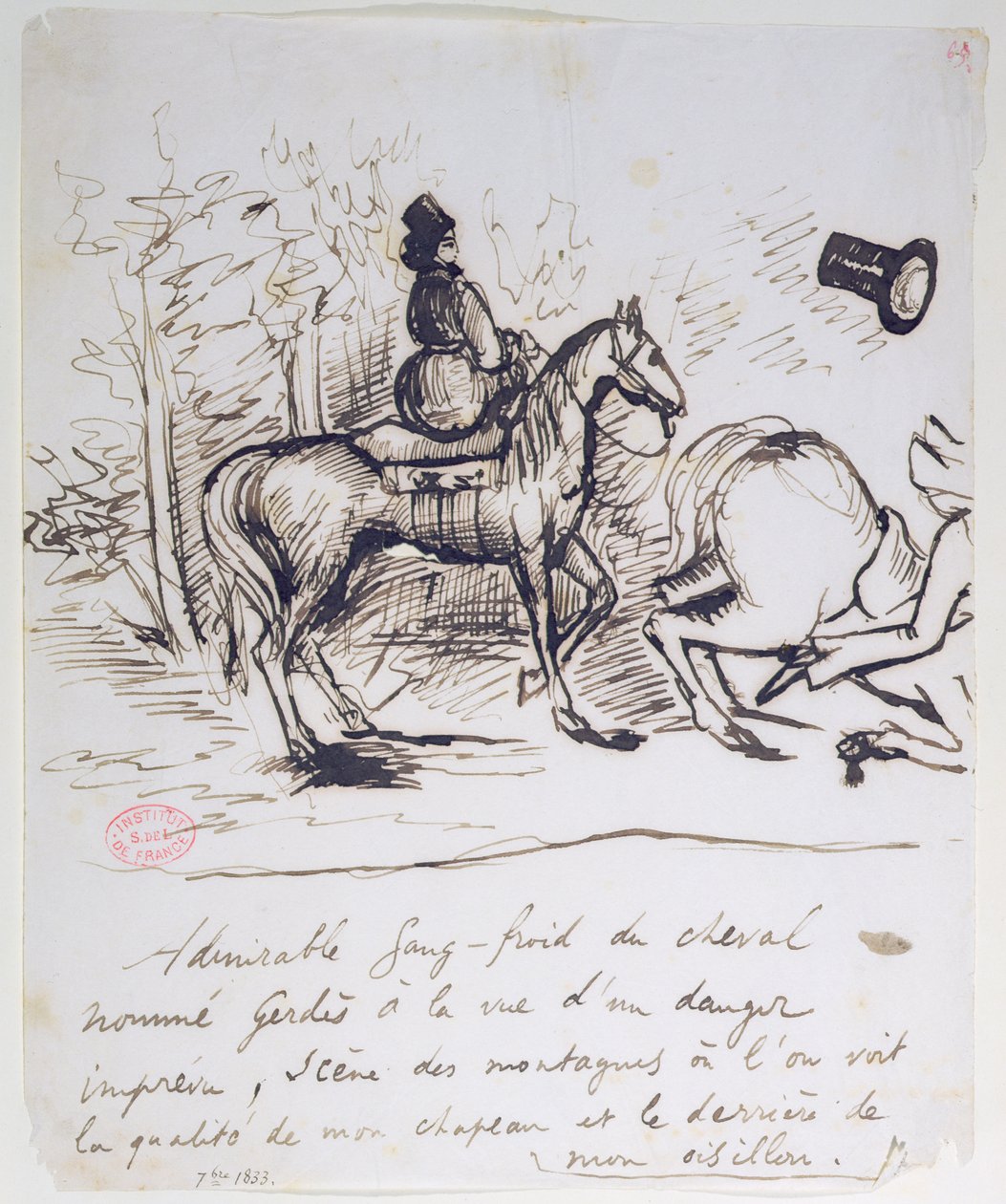 Kůň George Sandové se sangfroidem za klopýtajícím koněm Alfreda de Musseta (1810-57), září 1833 od Alfred de Musset