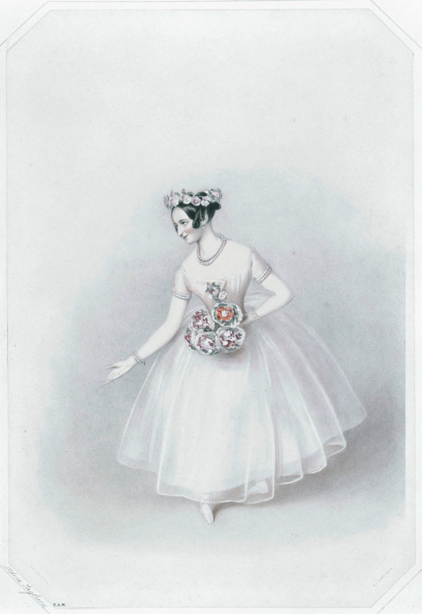 Marie Taglioni, nejslavnější baletka ... (kolorovaný tisk) od Alfred Edward Chalon