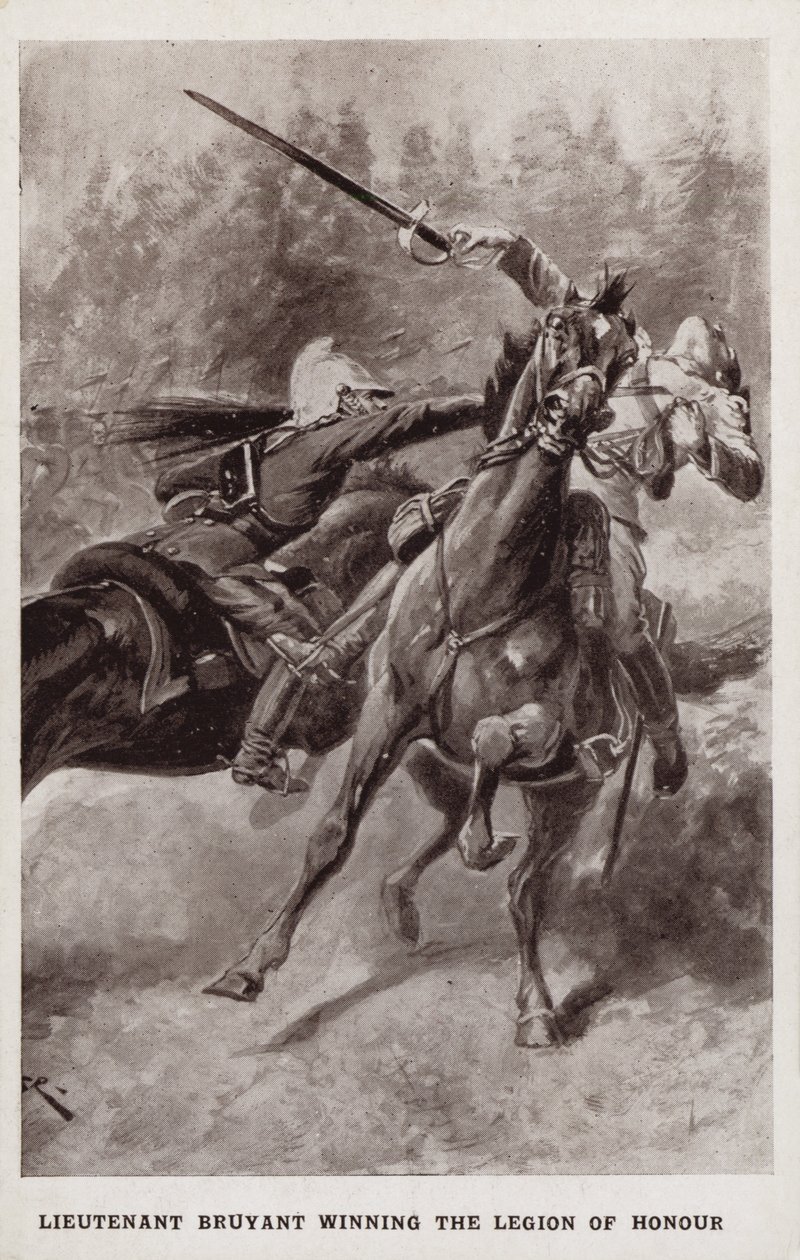 Poručík Bruyant vyznamenaný Řádem čestné legie, 1. světová válka (litografie) od Alfred (after) Pearse