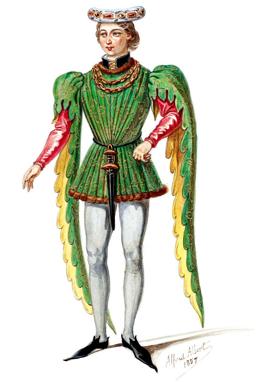 Halévy - La magicienne - kostýmní modely Alfreda Alberta - 02. Seigneur, mužský sbor (retušováno) od Alfred Albert
