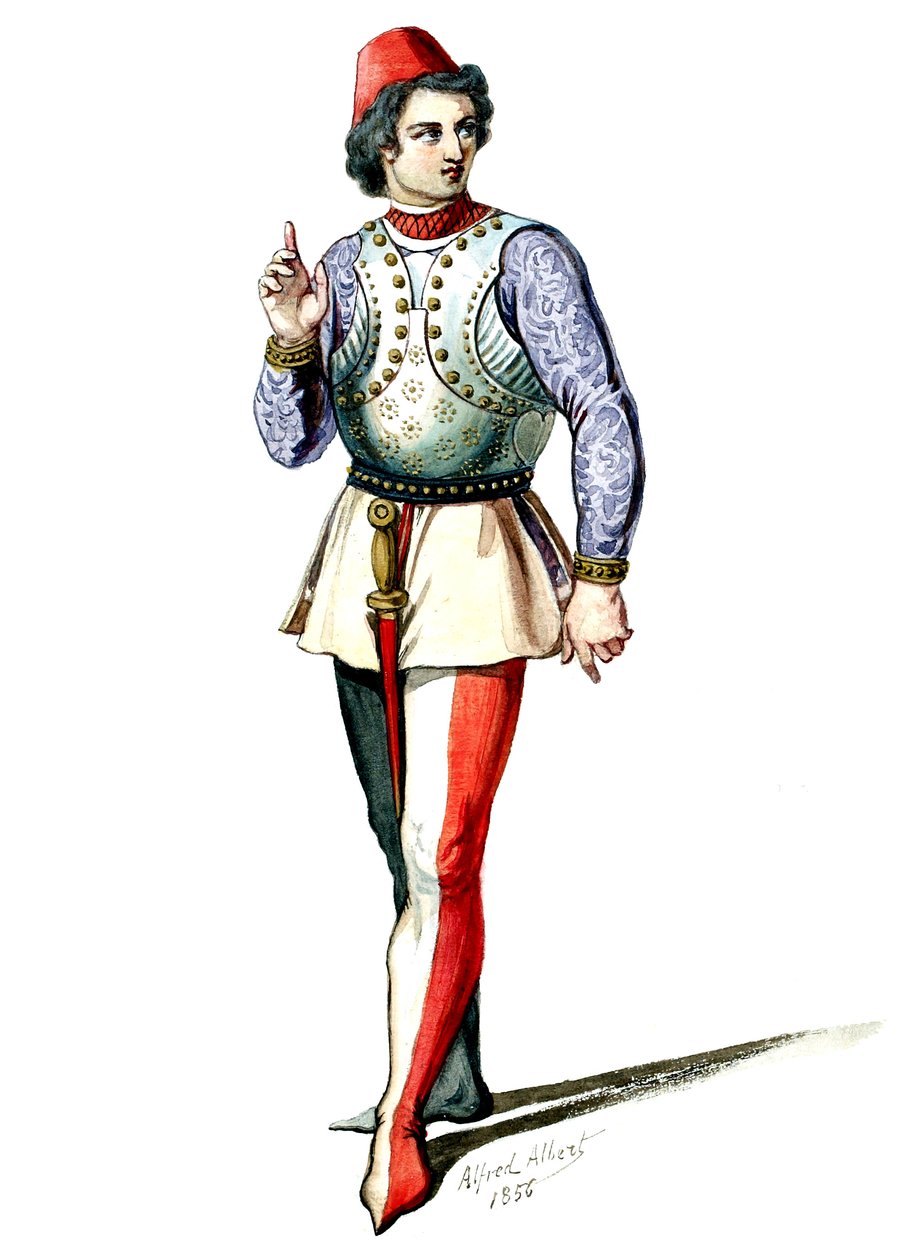 Halévy - La magicienne - kostýmní modely Alfreda Alberta - 04. Ecuyer, mužský sbor (retušováno) od Alfred Albert