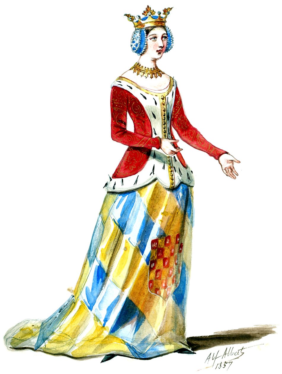 Halévy - La magicienne - kostýmní modely Alfreda Alberta - 06. Hraběnka z Poitou. Dames de cour, sbor (retušováno) od Alfred Albert