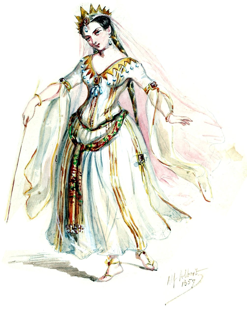 Halévy - La magicienne - kostýmní modely Alfreda Alberta - 10. víly, dámský sbor (retušováno) od Alfred Albert