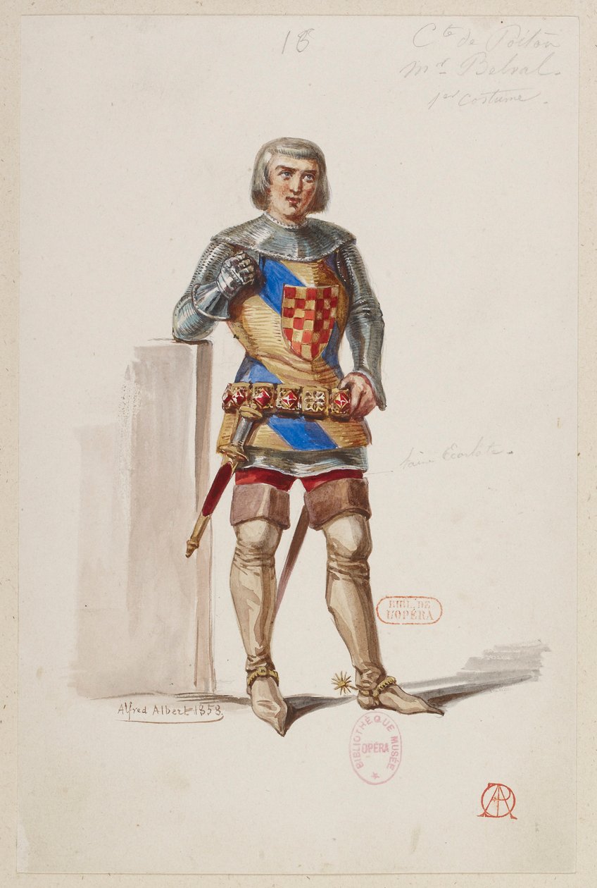 Halévy - La magicienne - kostýmní modely Alfreda Alberta - 16. Hrabě de Poitou, 1. kostým, M. Belval od Alfred Albert