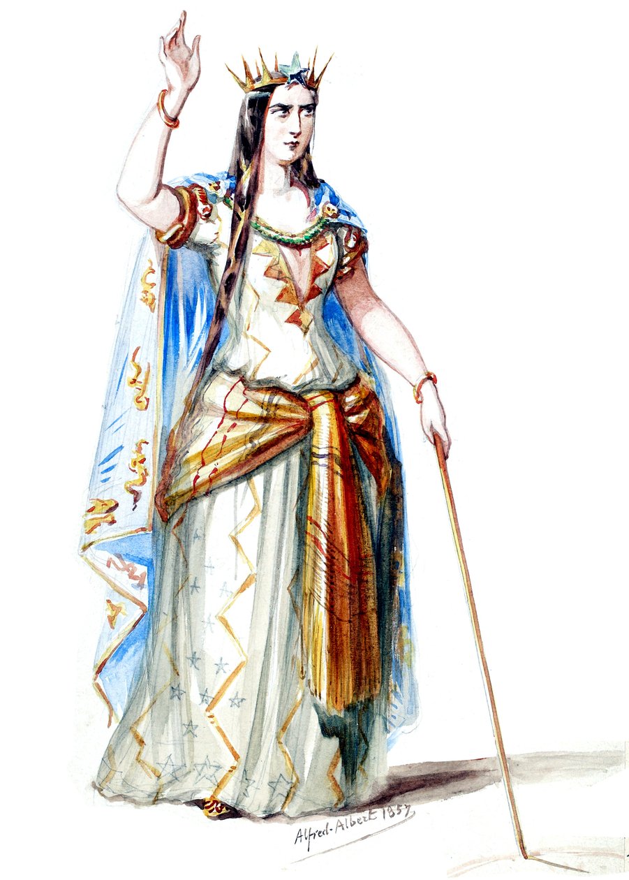 Halévy - La magicienne - kostýmní modely Alfreda Alberta - 19. Mélusine, hraběnka z Lusignanu, 1. kostým (retušováno) od Alfred Albert