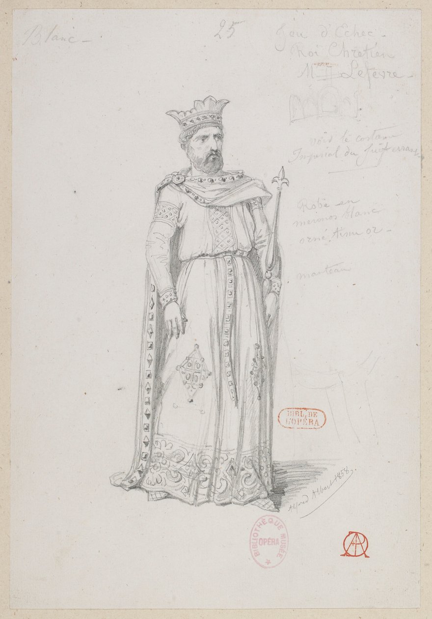 Halévy - La magicienne - kostýmní modely Alfreda Alberta - 25. Šachová partie, křesťanský král, M. Lefèvre od Alfred Albert