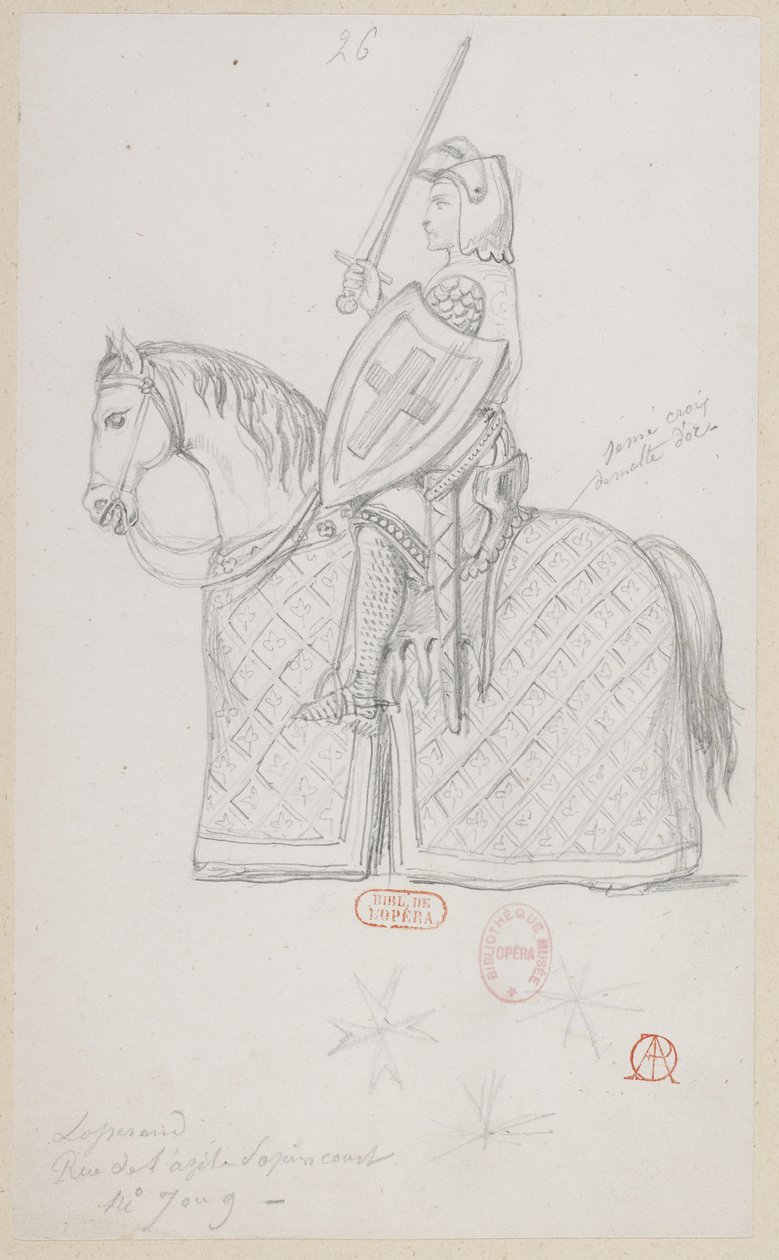 Halévy - Kouzelník - kostýmní modely Alfreda Alberta - 26 (šachová hra, křesťanský jezdec) od Alfred Albert