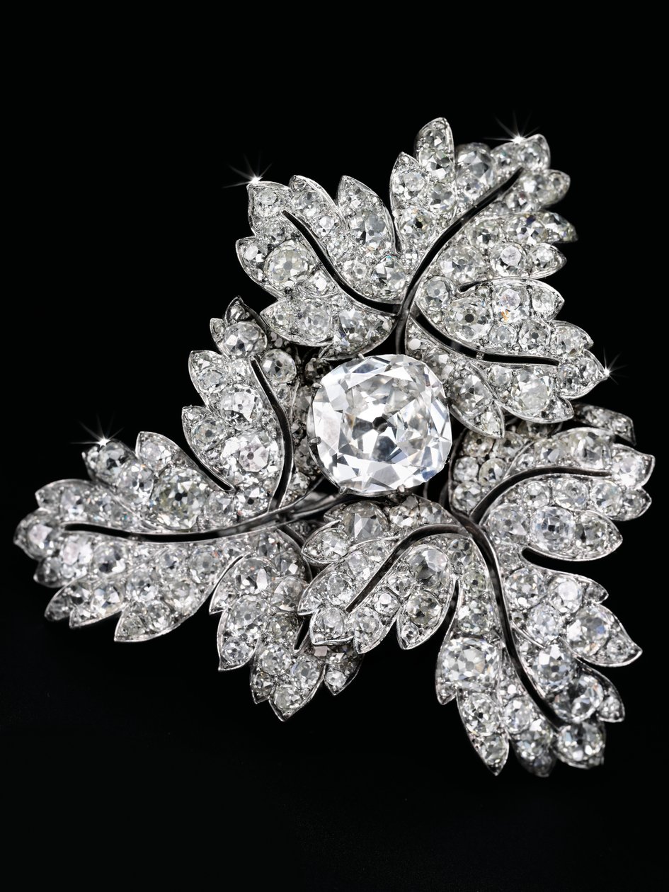 Brož „Listy rybízu“, cca 1855 (diamanty, stříbro a zlato) od Alfred Bapst