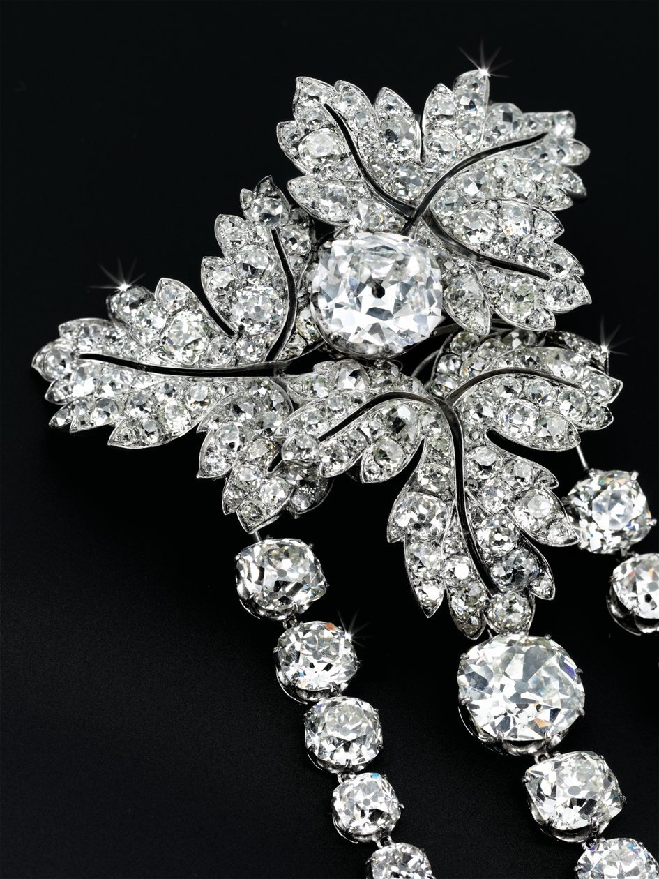 Brož „Listy rybízu“, cca 1855 (diamanty, stříbro a zlato) od Alfred Bapst