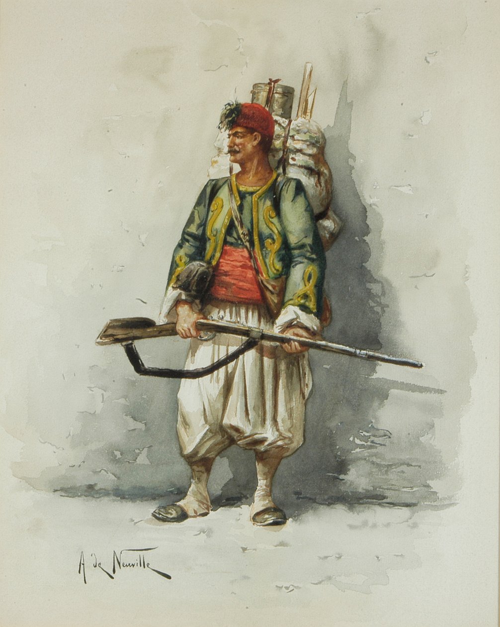 Vojenská figurka (w/c & mytí na palubě) od Alfred Brunel de Neuville
