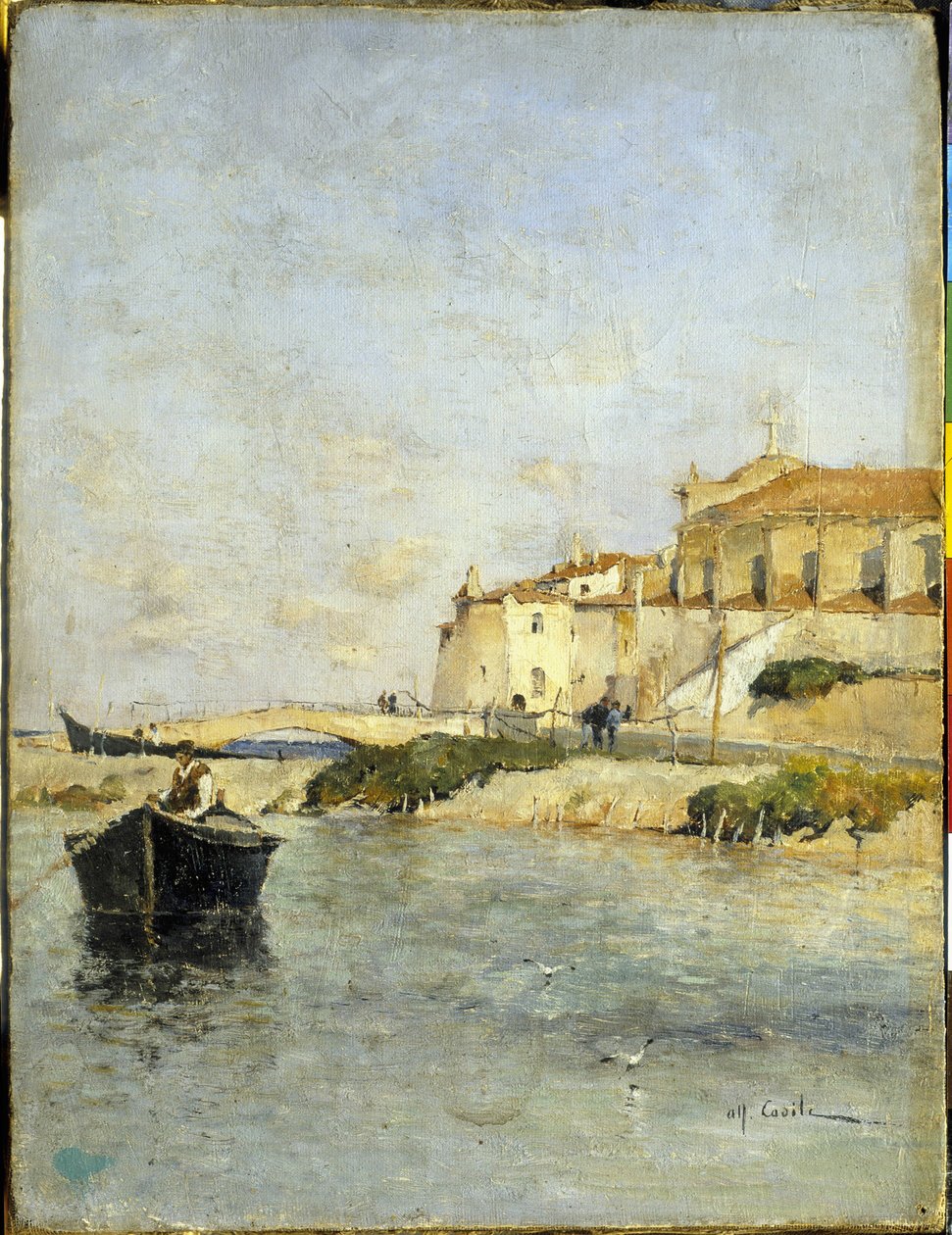 Rybářská vesnice. Obraz Alfreda Casile (1848-1909). Limoux, Musee Petiet. od Alfred Casile