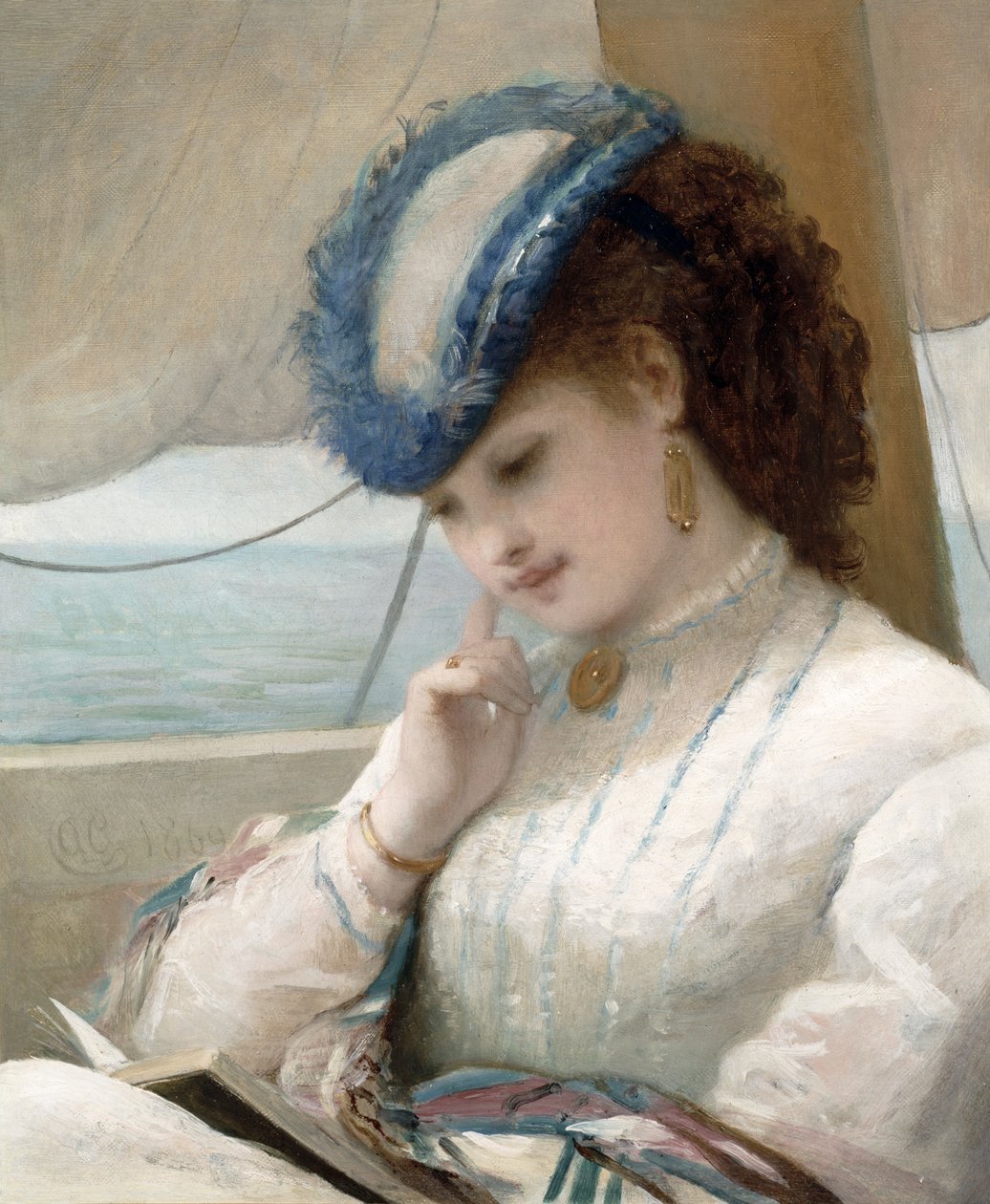 Dívka čte v plachetnici od Alfred Chantrey Corbould