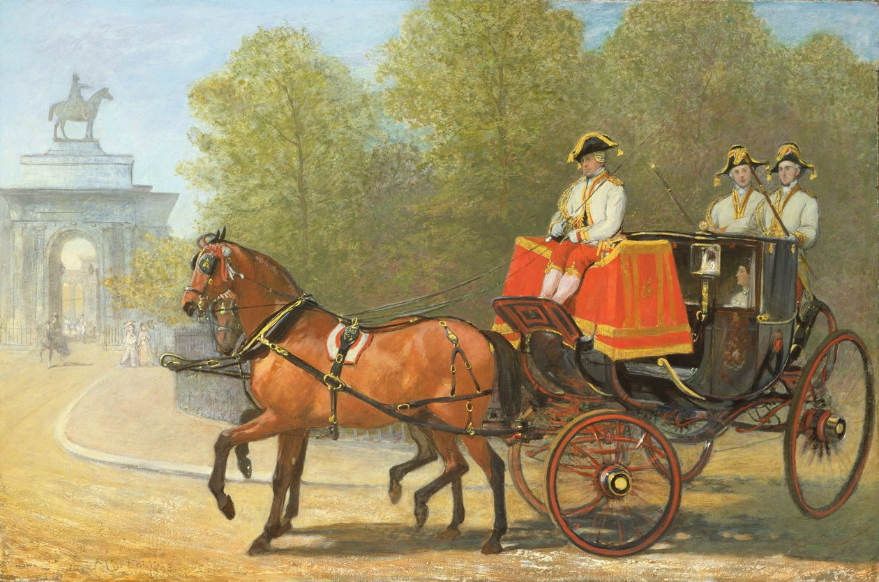 Návrat z přijímacího pokoje Jejího Veličenstva, Hyde Park Corner, 1853 od Alfred Chantrey Corbould