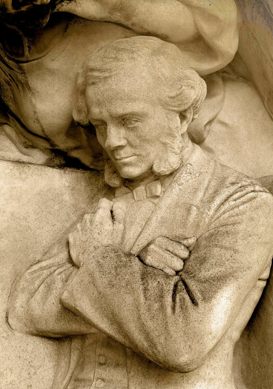 Detail sochy znázorňující skladatele Cesara Francka (1822-1890), náměstí S. Rousseau, Paříž od Alfred Charles Lenoir