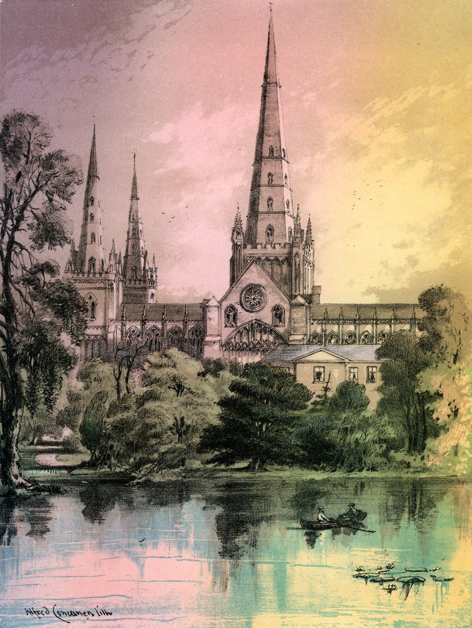 Katedrála Lichfield, Staffordshire, c1870 od Alfred Concanen