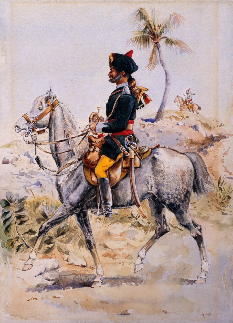 jízdní trumpetista, 34. kůň Poona prince Alberta Victora, kolem roku 1908 od Alfred Crowdy Lovett