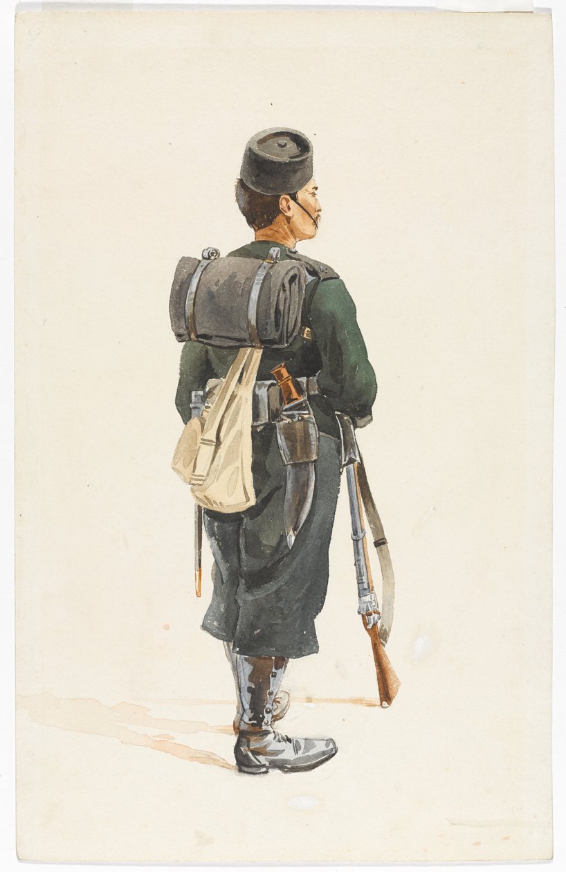 Střelec 4. pluku Gurkha v pochodovém pořadí, 1890 od Alfred Crowdy Lovett