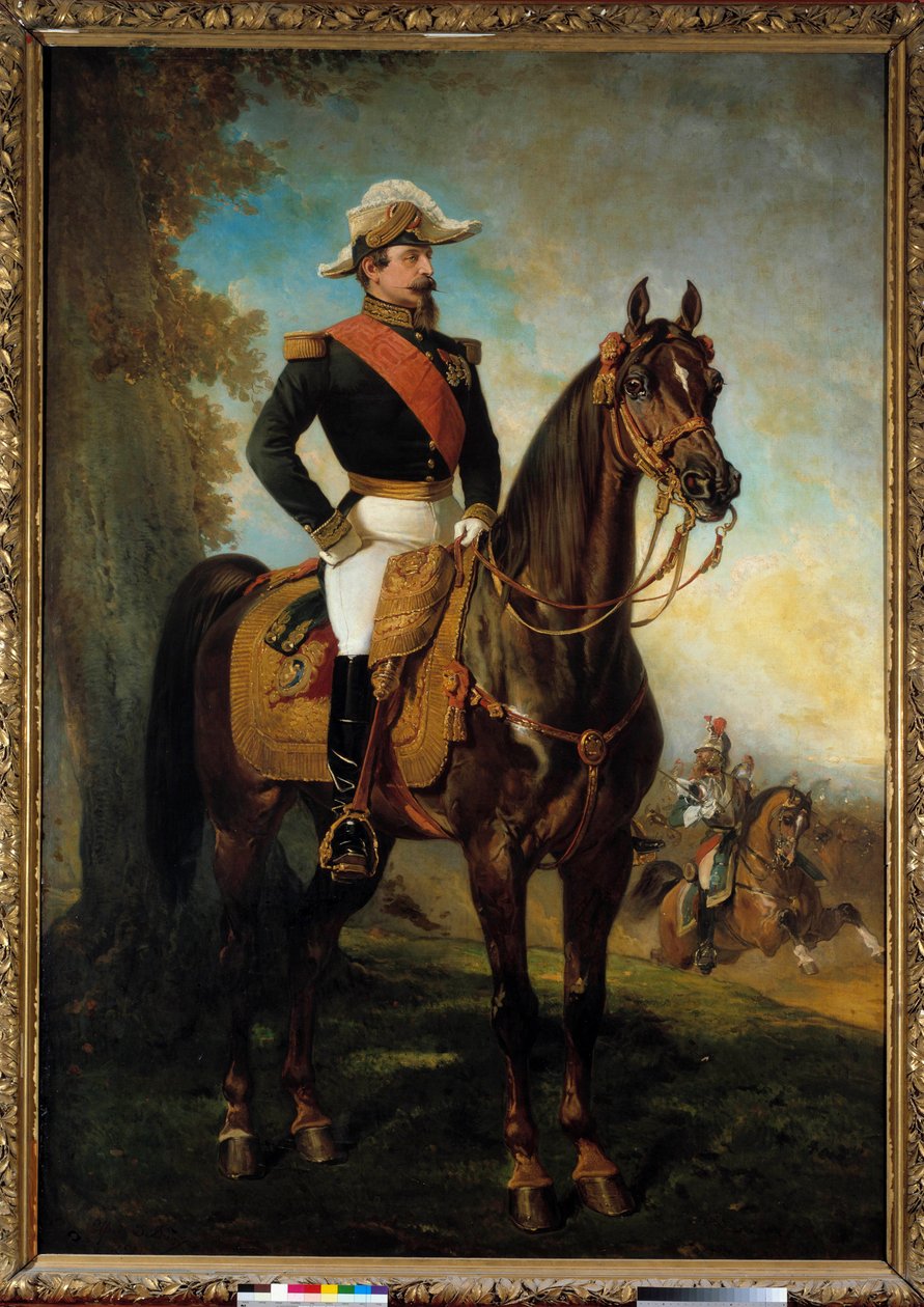 Jezdecký portrét císaře Napoleona III. (1808-1873) Obraz Alfreda de Dreux (1810-1860) Paříž 19. století, Musee de l
