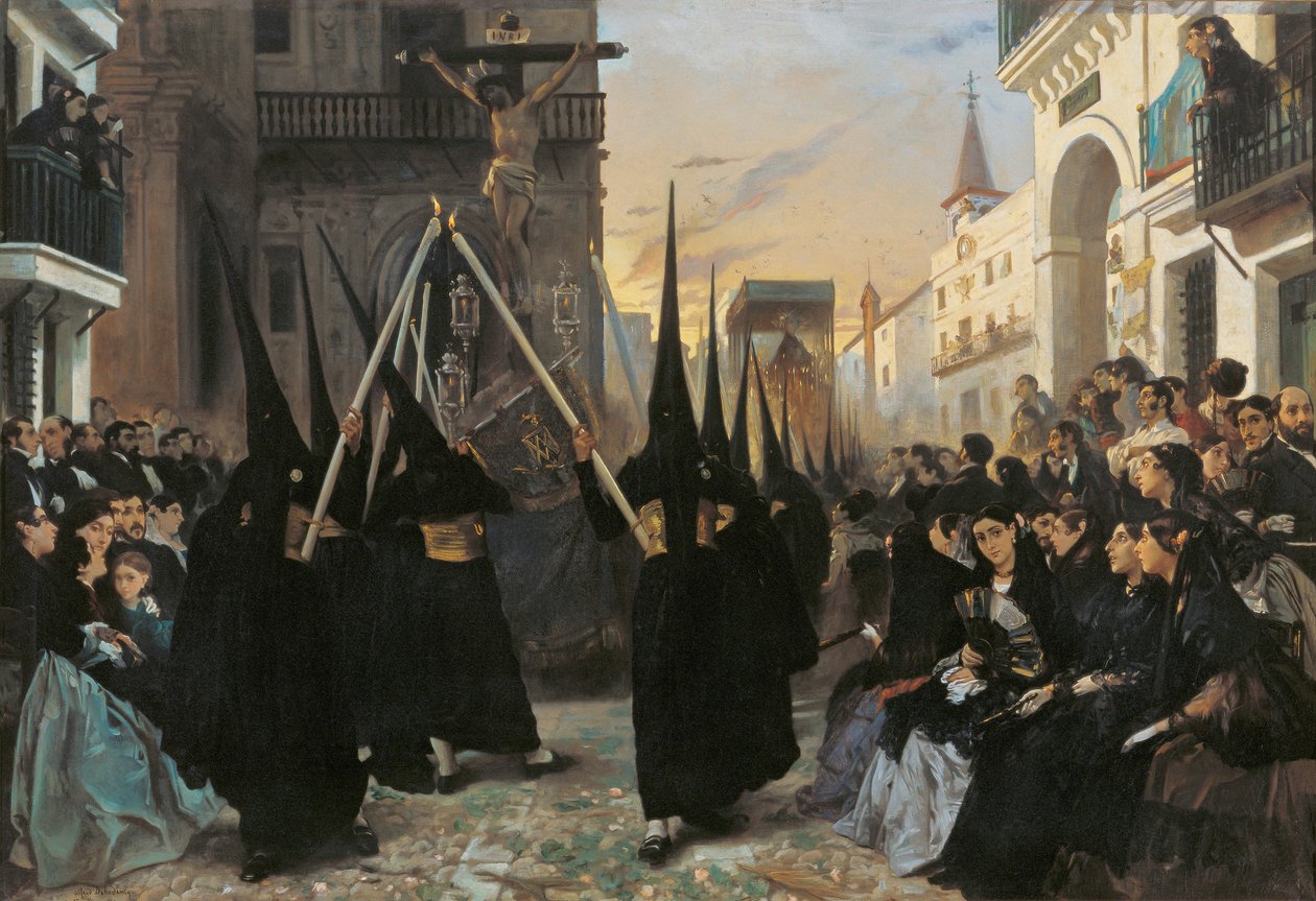 Procesí po Calle Genova - Dehodencq, Alfred (1822-1882) - 1851 - Olej na plátně - 112x162 - Museo Carmen Thyssen, Malaga od Alfred Dehodencq