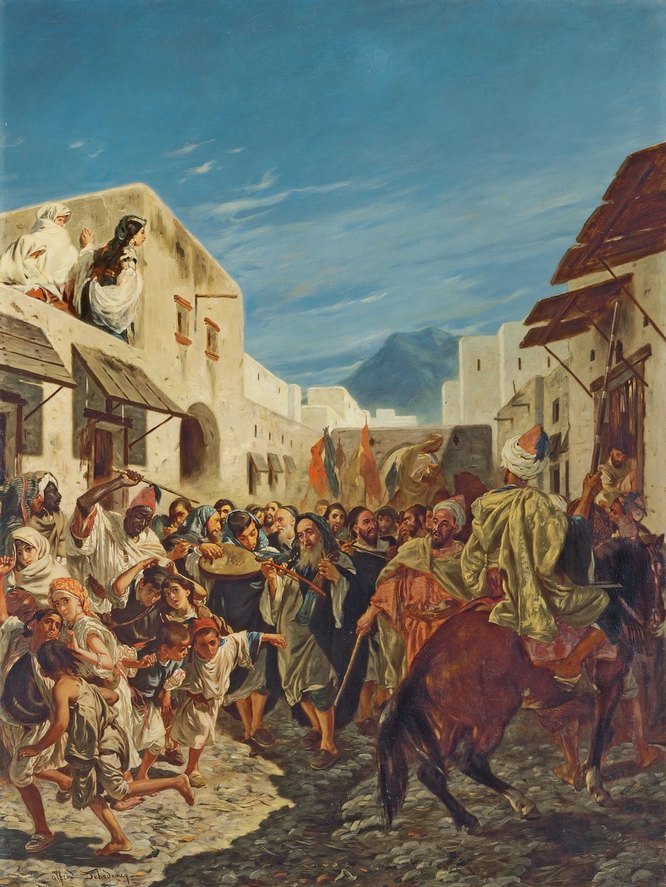Židovští hudebníci v ulicích Tetuanu, kolem roku 1858 od Alfred Dehodencq