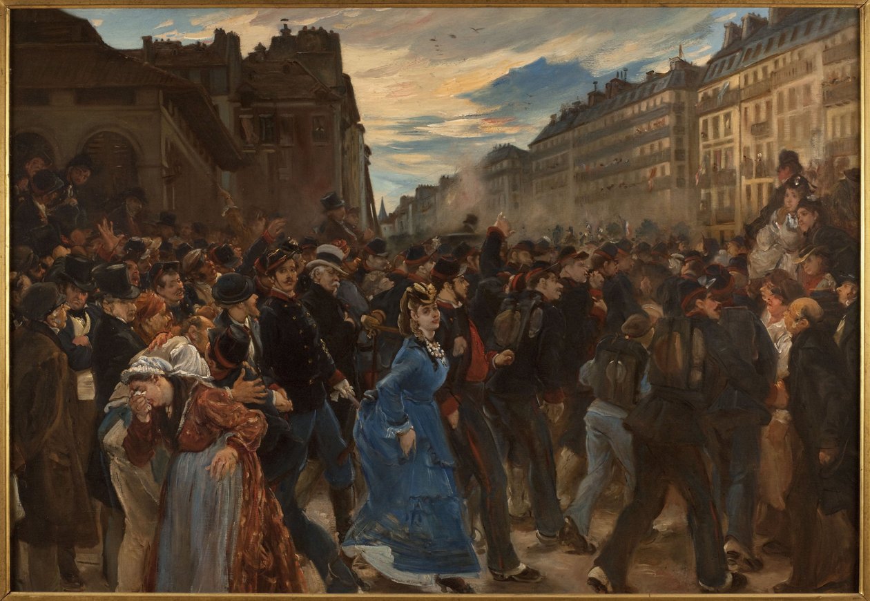 Le départ des mobiles, en juillet 1870, ca. 1879 (olej na plátně) od Alfred Dehodencq