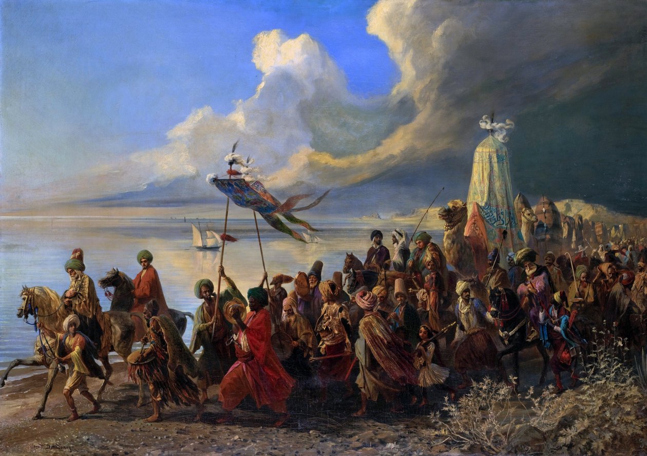 Pouť do tzv. svatých míst města Mekky v Saúdské Arábii - Hajj - obraz Alfreda (Edme-Alexis-Alfred) DEHODENCQ (1822-1882) - soukromá sbírka - od Alfred Dehodencq