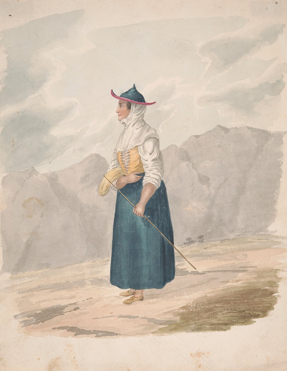 Rolnická žena s personálem, La Palma od Alfred Diston