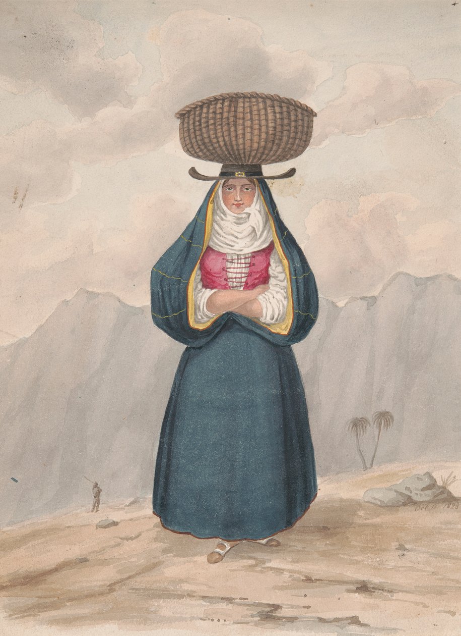 Selka s košíkem na hlavě - La Palma, 1828 od Alfred Diston