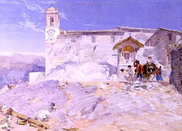 Sta Rocco, Olevano (akvarel na papíře) od Alfred Downing Fripp