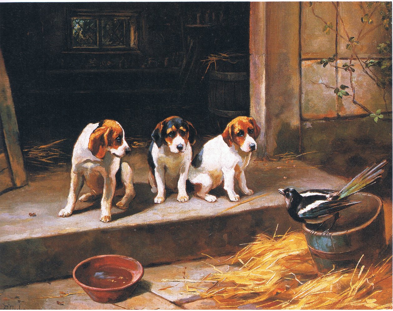 Nezvaný host, z časopisu nebo knižního zdroje neznámý (barva litho) od Alfred Duke