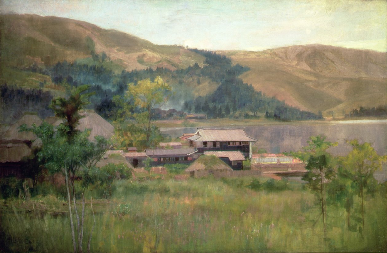 Jezero Biwa, kolem roku 1889 (olej na plátně) od Alfred East