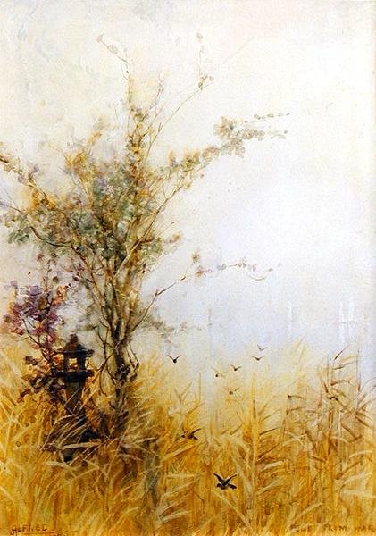 The Fuji-san, Early Morning, c.1889 (akvarel na papíře) od Alfred East