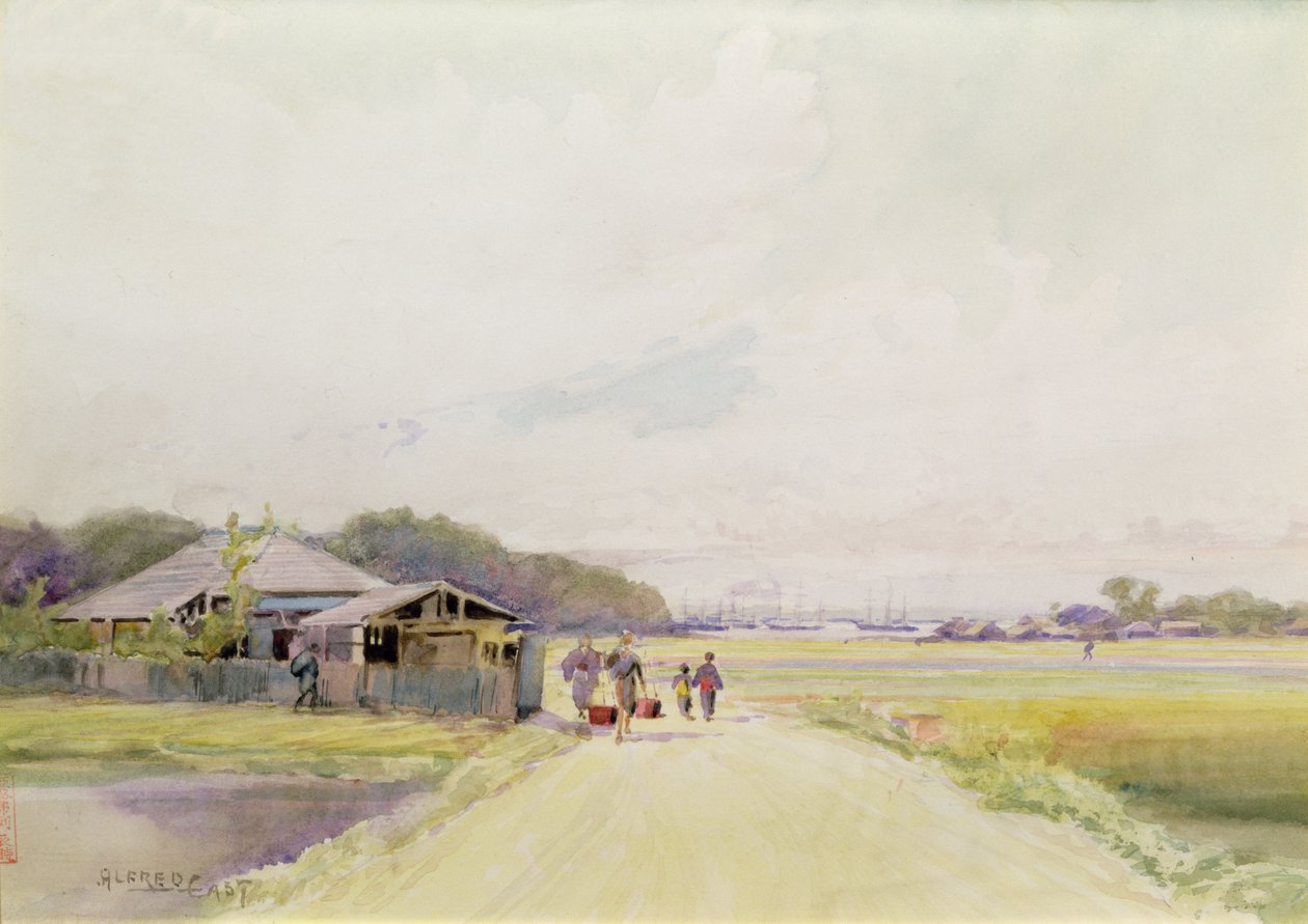 Mississippi Bay of Yokohama, c.1889 (akvarel na papíře) od Alfred East