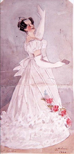 Angelica Catalani (1780-1845) ve filmu Il Fanatico, 1824 (wc) od Alfred Edward Chalon
