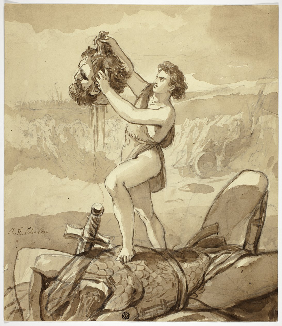 David a Goliáš od Alfred Edward Chalon