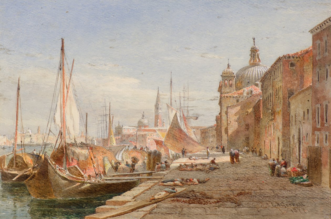 Čluny na Quayside, Benátky od Alfred Edward Goodall