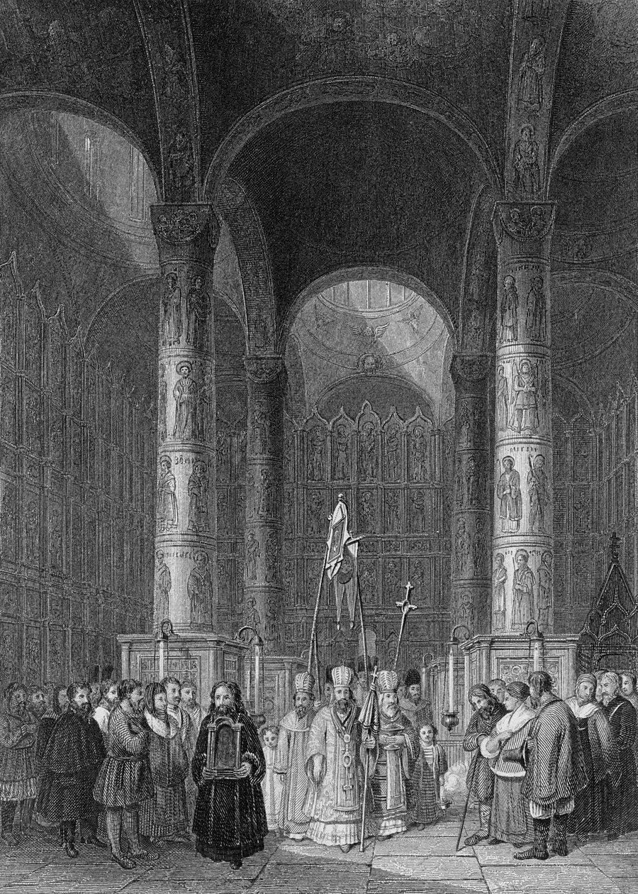 Interiér Velké katedrály Nanebevzetí Panny Marie, ryl T. Higham, 1835 od Alfred Gomersal Vickers