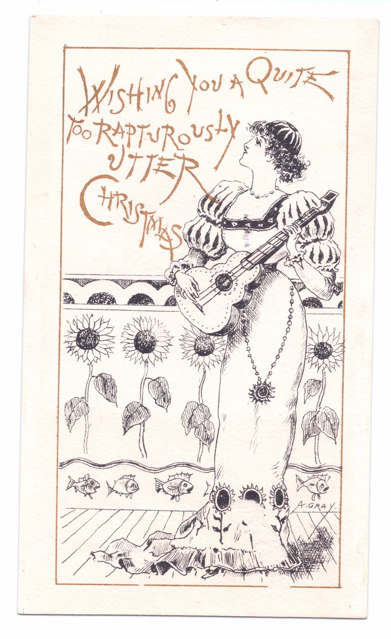 Viktoriánské přání estetiky hrající na housle, cca 1881 (jednobarevné) od Alfred Gray
