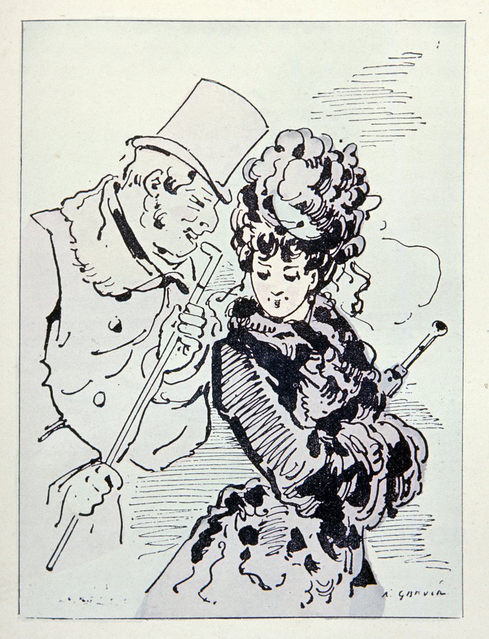 Na asfaltu, ilustrace z Les Parisiennes, c.1870 od Alfred Grevin