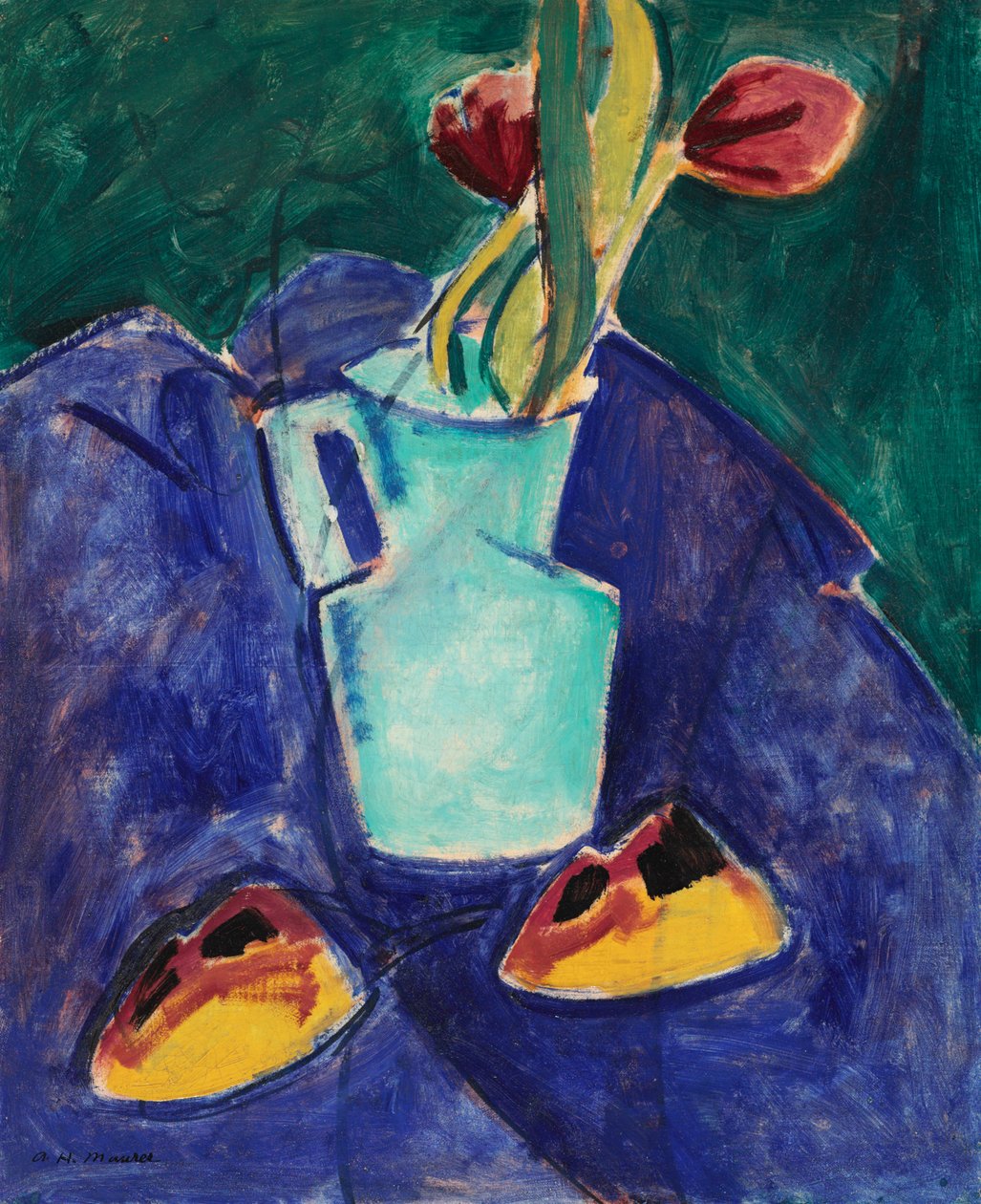 Tulipány v zelené váze od Alfred Henry Maurer