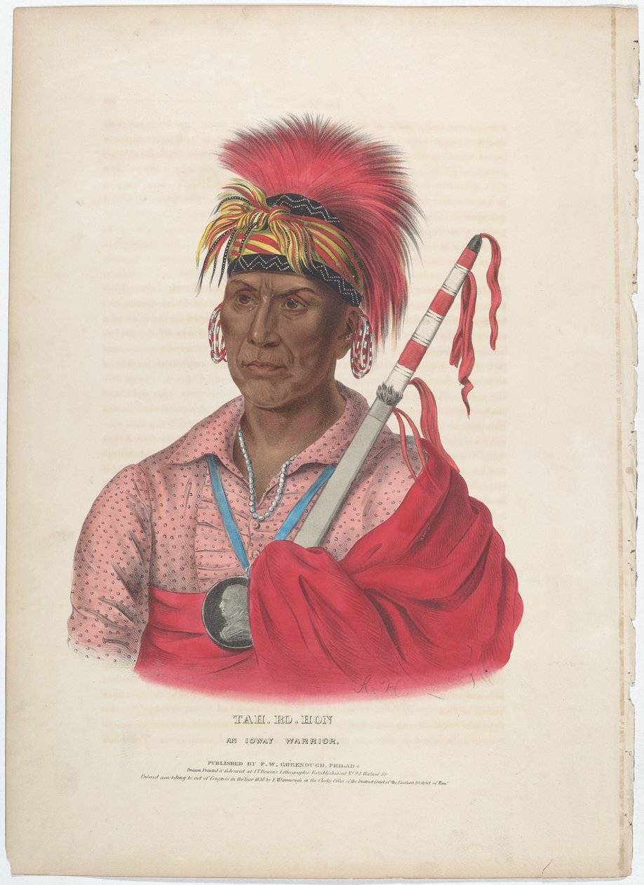 Tah-Ro-Hon, válečník z Iowaye od Alfred Hoffy, after Charles Bird King