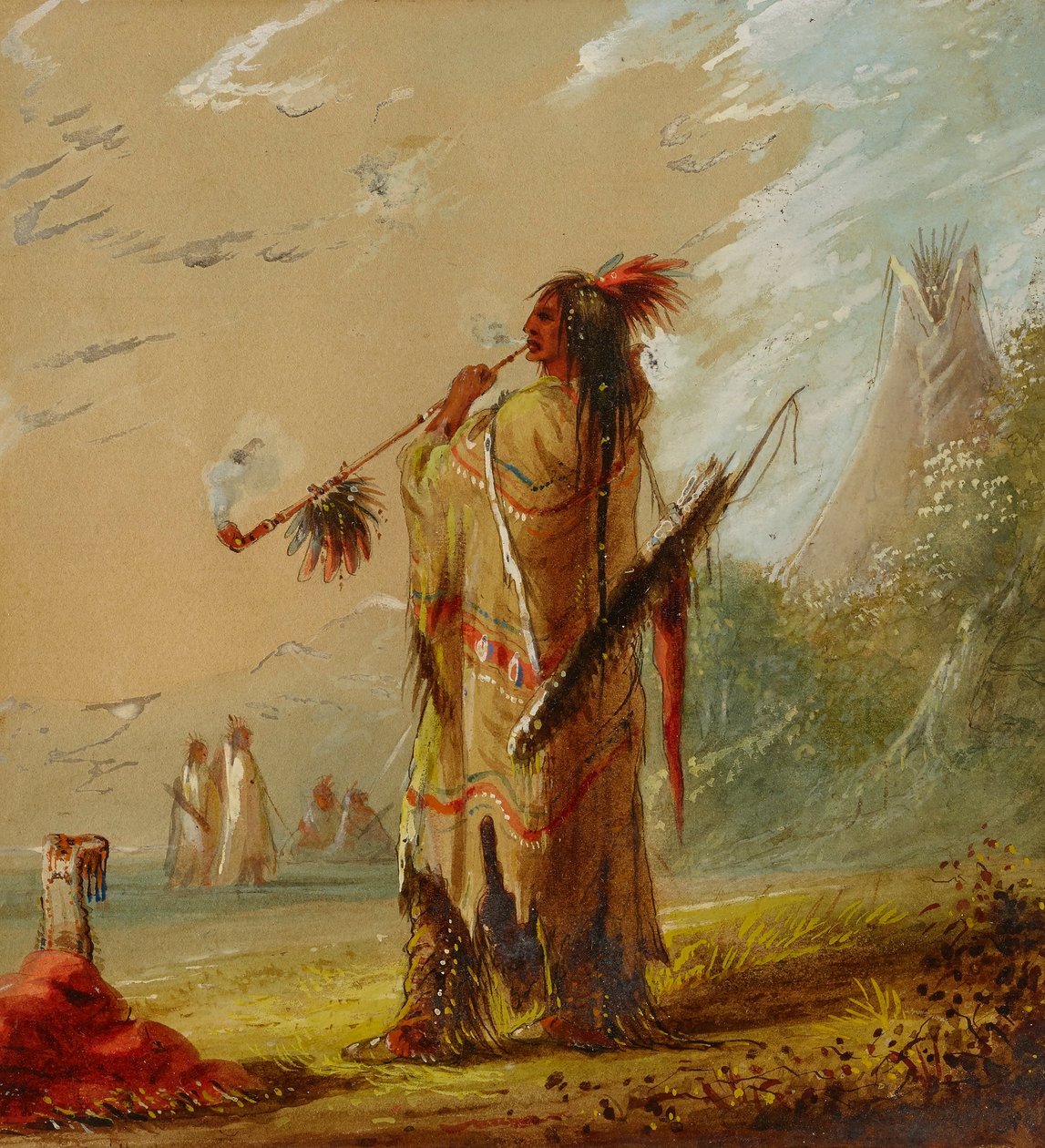 Kouření indiánského kmene Shoshonee od Alfred Jacob Miller