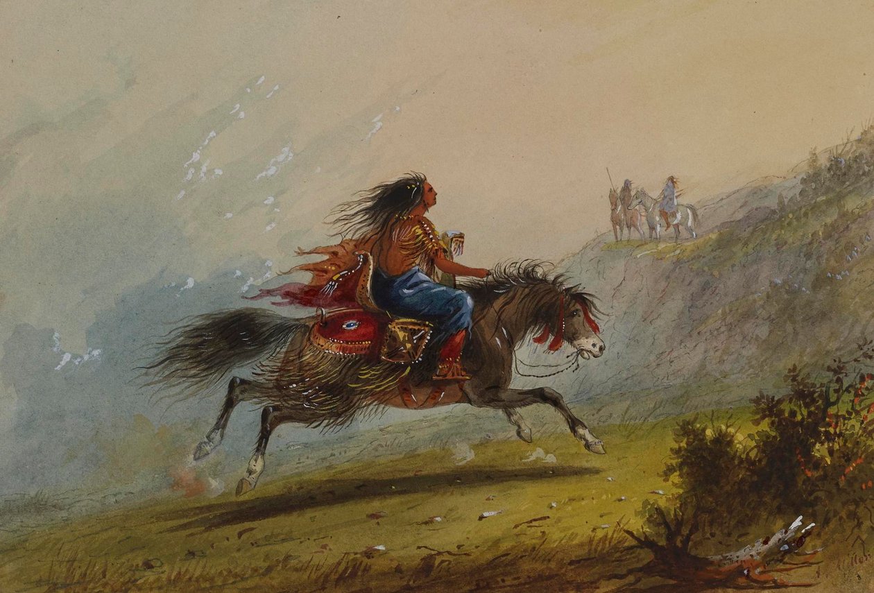 Indiánská dívka (Sioux) na koni od Alfred Jacob Miller
