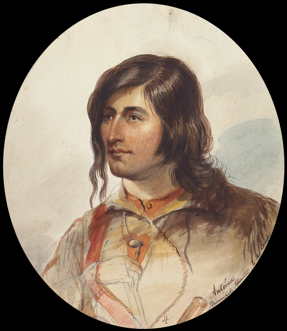 Antoine, hlavní lovec, cca 1837 (akvarel na papíře) od Alfred Jacob Miller